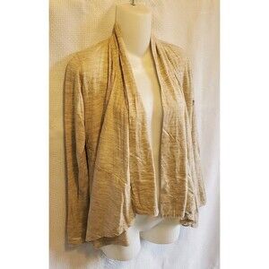 Ibex Beige Long Sleeve Open Front Cardigan Womens Size Small Merino Wool